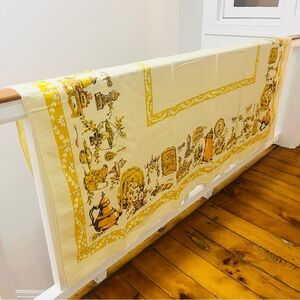 Vintage Yellow Floral Kitchen Tablecloth 63 x 42 EUC
